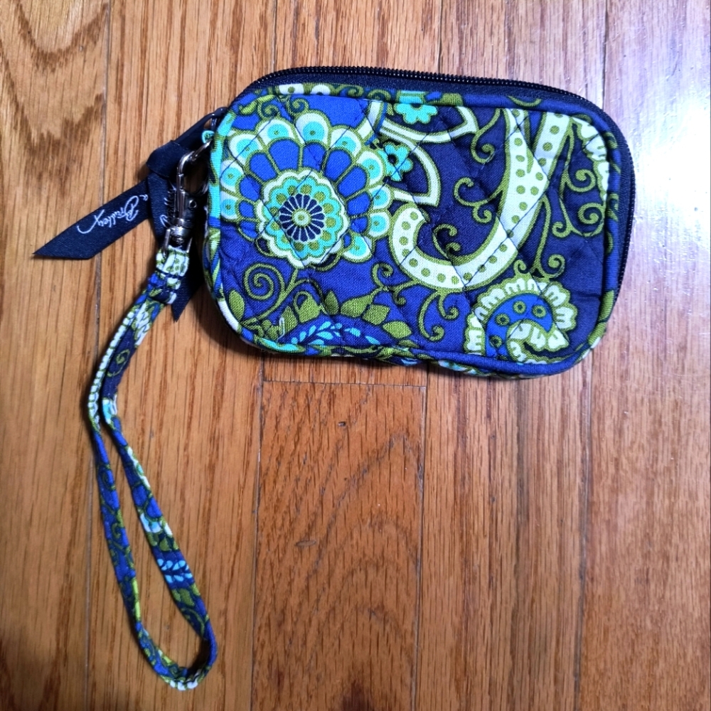 Pick 3/$10⭐ Vera Bradley wristlet zip coin purse wallet, blue and green, 3.5"x5"